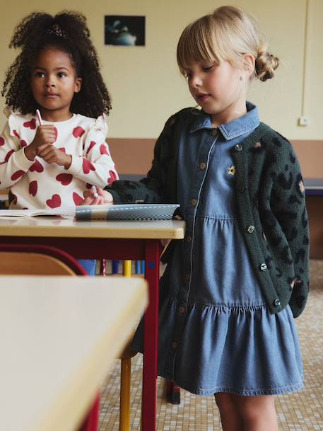 Robe en denim léger fille bleu moyen+denim gris 2 - vertbaudet enfant 