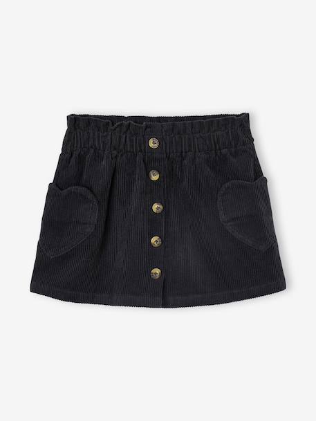 Jupe en velours poches coeur fille anthracite+mauve 1 - vertbaudet enfant 