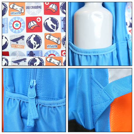 Sac à dos scolaire primaire phileas skateur Bleu 6 - vertbaudet enfant 