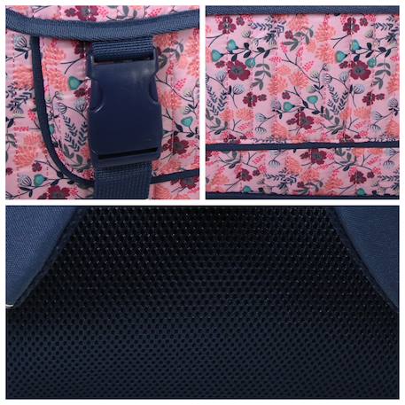 Cartable scolaire primaire matelassé  à fleurs Rose 6 - vertbaudet enfant 
