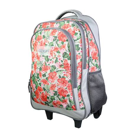 Sac à dos scolaire à roulettes offshore  fleurs Gris 2 - vertbaudet enfant 