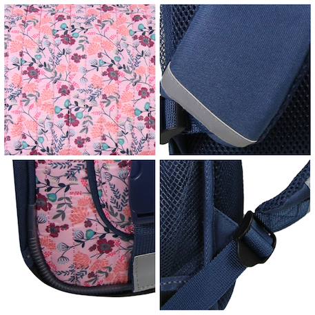 Cartable scolaire primaire matelassé  à fleurs Rose 5 - vertbaudet enfant 