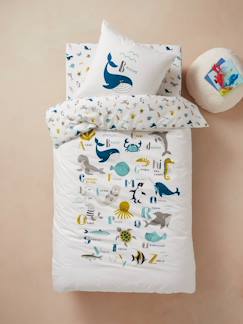 Le sommeil-Linge de maison et décoration-Linge de lit enfant-Parure housse de couette + taie d'oreiller enfant ABECEDAIRE MARIN