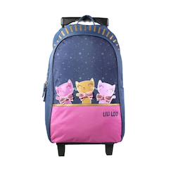 Sac à dos scolaire à roulettes lili lou 3 chats  - vertbaudet enfant