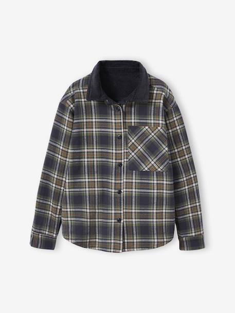Chemise garçon réversible flanelle et velours anthracite 8 - vertbaudet enfant 