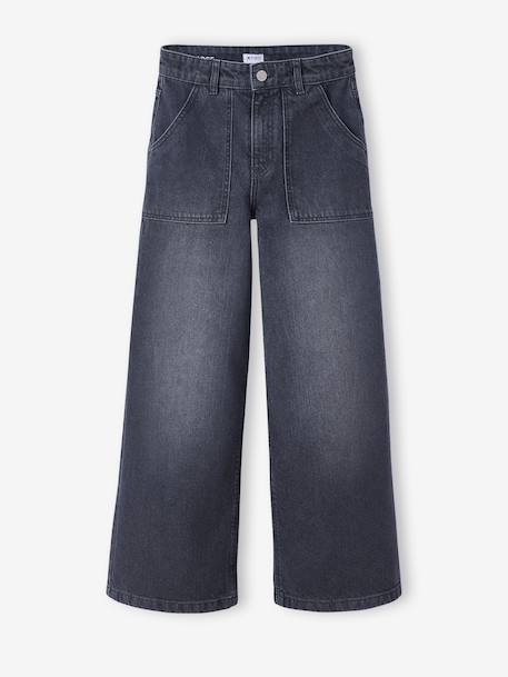 Jean large poches charpentier fille bleu moyen+denim gris 11 - vertbaudet enfant 