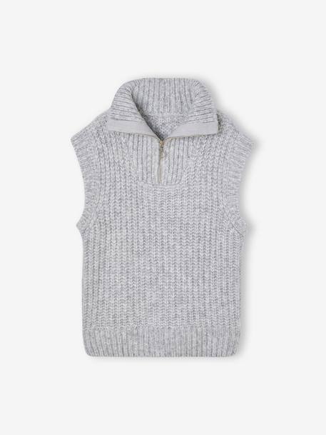 Pull camionneur sans manches fille gris chiné 2 - vertbaudet enfant 