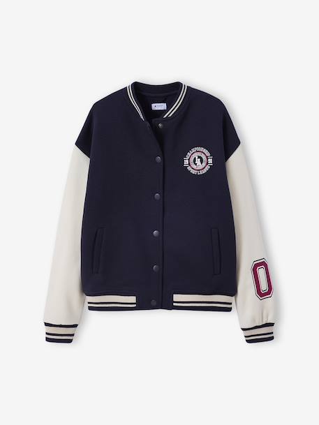 Blouson teddy en molleton avec détail numéro manche fille marine 1 - vertbaudet enfant 