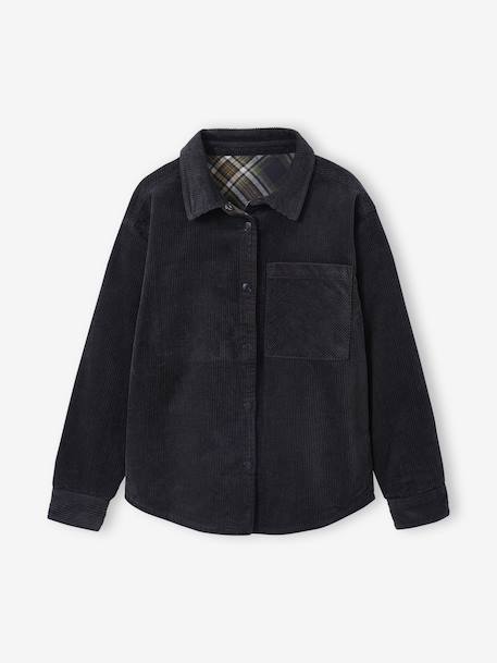 Chemise garçon réversible flanelle et velours anthracite 9 - vertbaudet enfant 