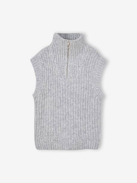 Pull camionneur sans manches fille gris chiné 3 - vertbaudet enfant 