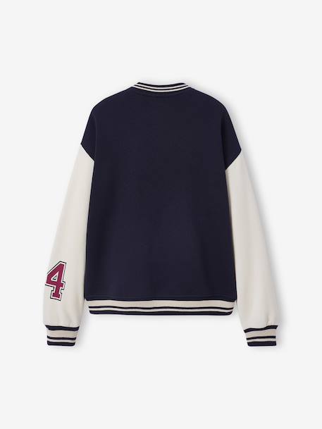 Blouson teddy en molleton avec détail numéro manche fille marine 2 - vertbaudet enfant 