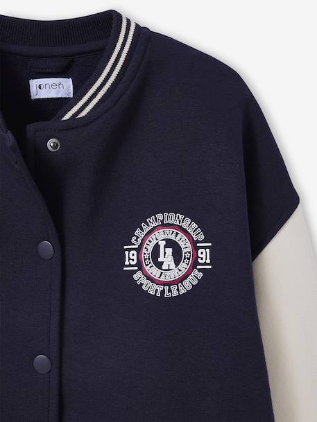 Blouson teddy en molleton avec détail numéro manche fille marine 3 - vertbaudet enfant 