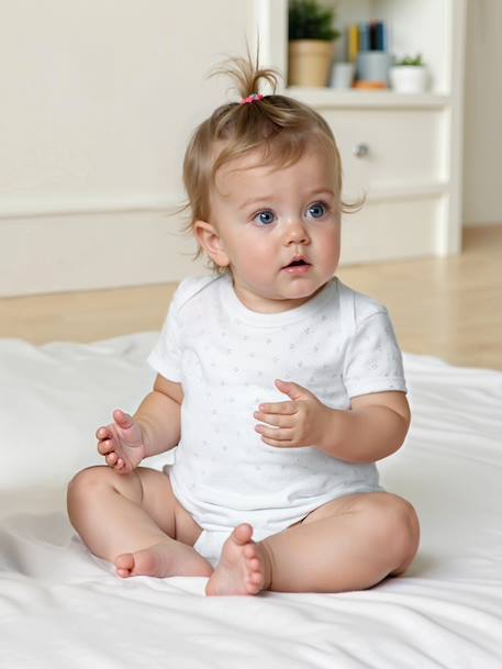 Lot de 2 bodies naissance manches courtes en maille pointelle jaune pâle 2 - vertbaudet enfant 