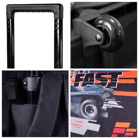 Cartable scolaire à roulettes primaire fast and furious Noir 5 - vertbaudet enfant 