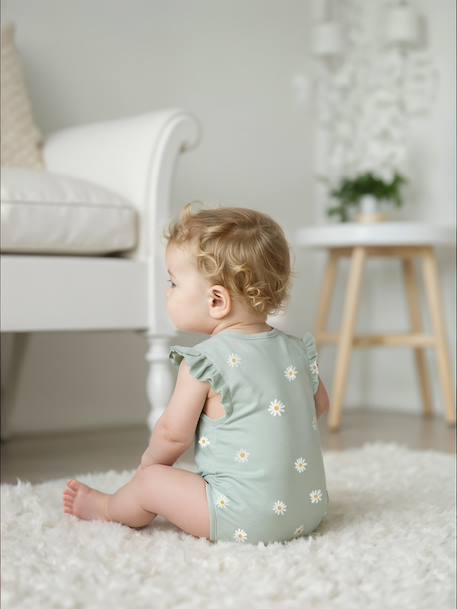 Lot de 2 combishorts de nuit bébé fleuris vert sauge 8 - vertbaudet enfant 