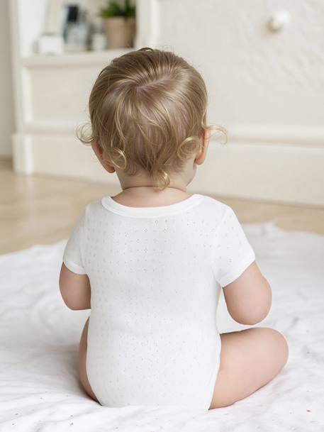 Lot de 2 bodies naissance manches courtes en maille pointelle jaune pâle 8 - vertbaudet enfant 