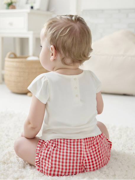 T-shirt poche fantaisie vichy bébé écru 5 - vertbaudet enfant 