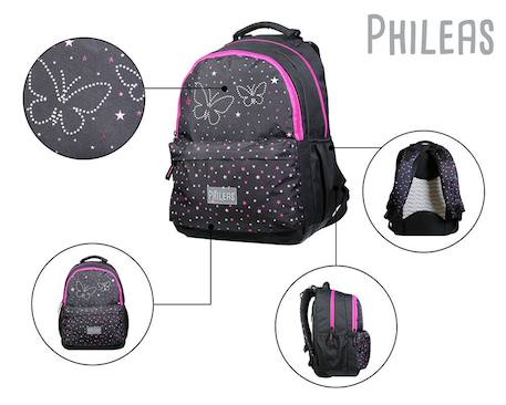 Sac à dos scolaire phileas papillons  système smart comfort Noir 5 - vertbaudet enfant 