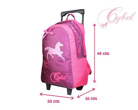 Sac à dos à roulettes cybel cheval Rose 6 - vertbaudet enfant 