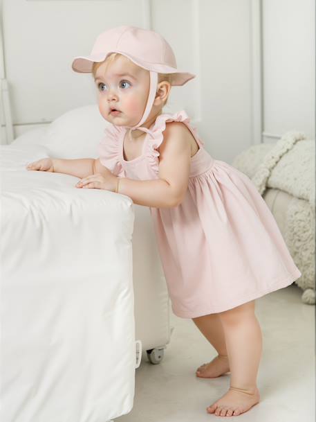 Ensemble robe et capeline bébé fille coffret cadeau rose pâle 1 - vertbaudet enfant 