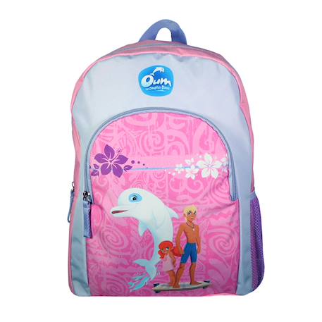 Sac à dos scolaire avec poche oum le dauphin Rose 1 - vertbaudet enfant 