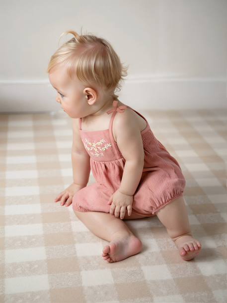 Combi bloomer smocké bébé rose 1 - vertbaudet enfant 