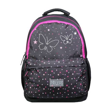 Sac à dos scolaire phileas papillons  système smart comfort Noir 1 - vertbaudet enfant 