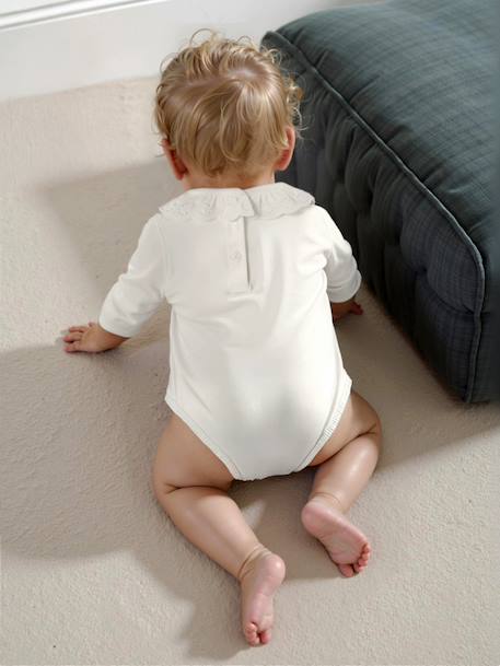 Body bébé col en broderie anglaise manches longues écru 7 - vertbaudet enfant 