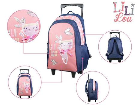 Sac à dos à roulettes lili lou chat Rose 5 - vertbaudet enfant 