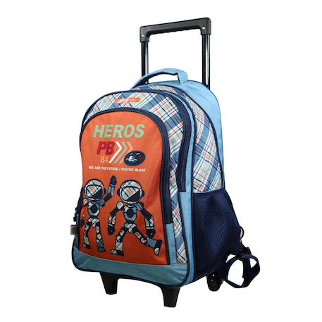 Sac à dos à roulettes poivre blanc robots Orange 1 - vertbaudet enfant 
