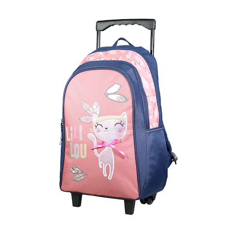 Sac à dos à roulettes lili lou chat Rose 1 - vertbaudet enfant 