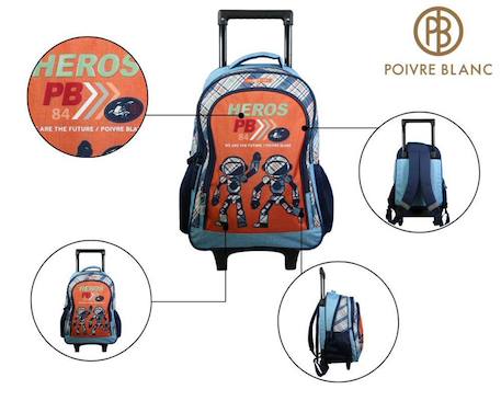 Sac à dos à roulettes poivre blanc robots Orange 5 - vertbaudet enfant 