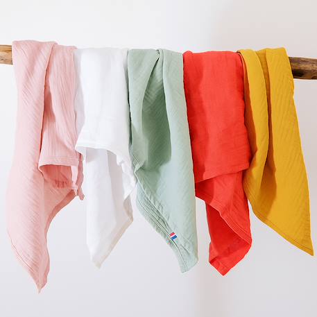 Langes en coton bio Blanc+Fraise+Honey+Rose+Vert 12 - vertbaudet enfant 