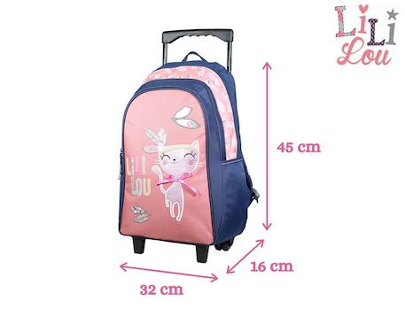 Sac à dos à roulettes lili lou chat Rose 6 - vertbaudet enfant 