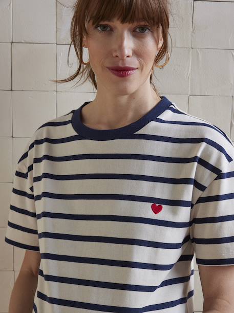 T-shirt rayé de grossesse en coton biologique rayé marine 2 - vertbaudet enfant 