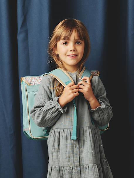 Cartable fille personnalisable + trousse imprimé fleuri Bergamotte vert sauge 10 - vertbaudet enfant 