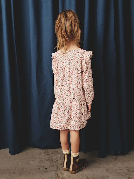 Robe imprimée à volants fille écru+marine+vanille+vert sauge 7 - vertbaudet enfant 