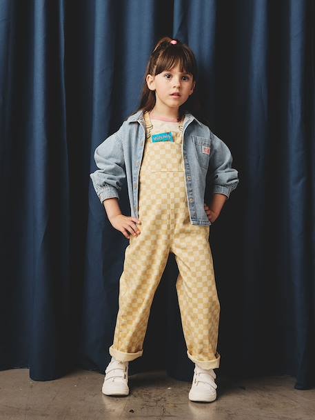 Salopette fille à carreaux carreaux jaune 1 - vertbaudet enfant 