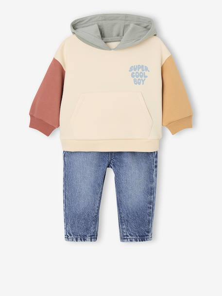 Ensemble bébé sweat-shirt à capuche + Jean multicolore 2 - vertbaudet enfant 