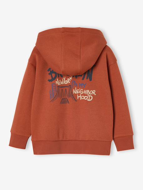 Sweat zippé à capuche imprimé garçon rouille 5 - vertbaudet enfant 