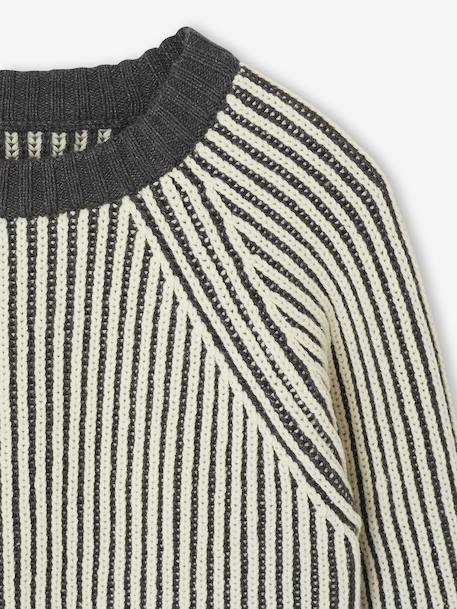 Pull maille bicolore manches longues garçon anthracite 3 - vertbaudet enfant 