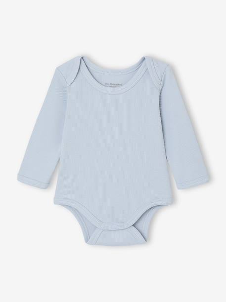 Lot de 3 bodies naissance en maille côtelée et interlock bleu ciel 2 - vertbaudet enfant 