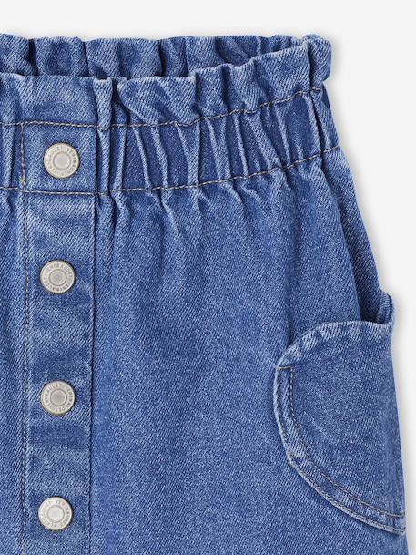 Jupe en jean fille poches coeur denim bleached+denim brut 10 - vertbaudet enfant 