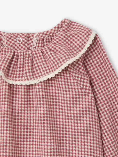 Blouse naissance en flanelle vichy avec col volanté écru 3 - vertbaudet enfant 