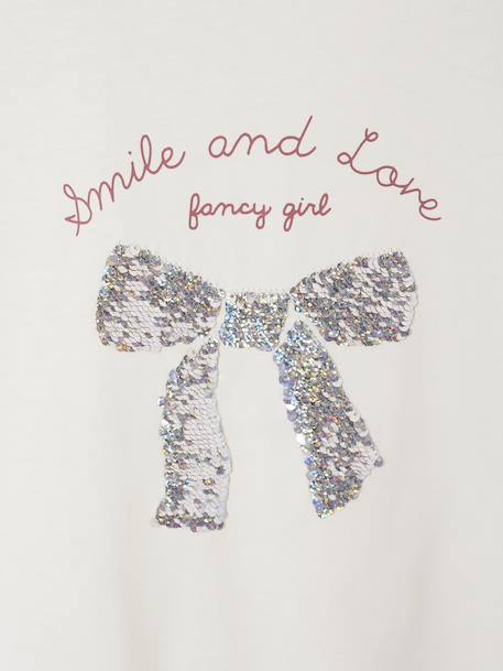 T-shirt animation en sequins réversibles fille manches courtes bois de rose+écru 10 - vertbaudet enfant 