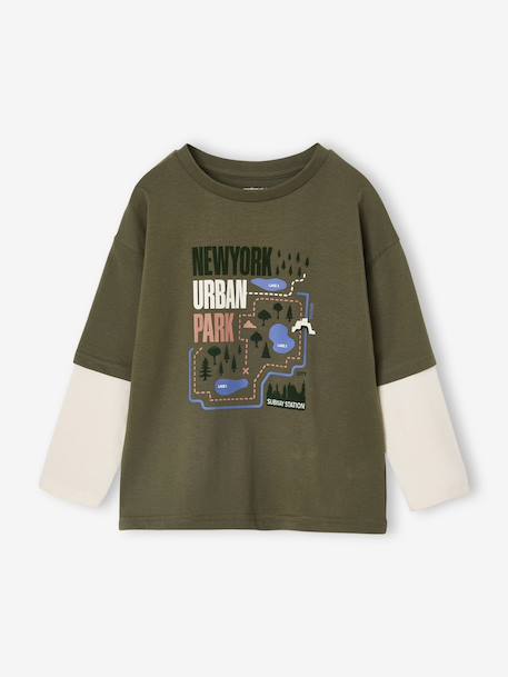T-shirt effet 2 en 1 garçon kaki 3 - vertbaudet enfant 