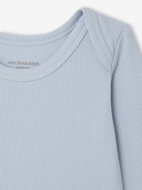 Lot de 3 bodies naissance en maille côtelée et interlock bleu ciel 6 - vertbaudet enfant 