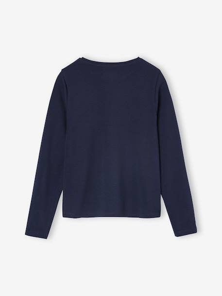 Tee-shirt sport motif tennis fille manches longues marine 2 - vertbaudet enfant 