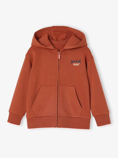 Sweat zippé à capuche imprimé garçon rouille 4 - vertbaudet enfant 