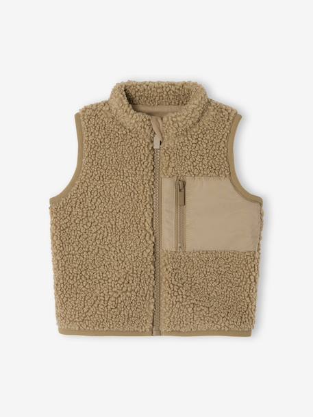 Gilet sans manches bébé en sherpa taupe 4 - vertbaudet enfant 